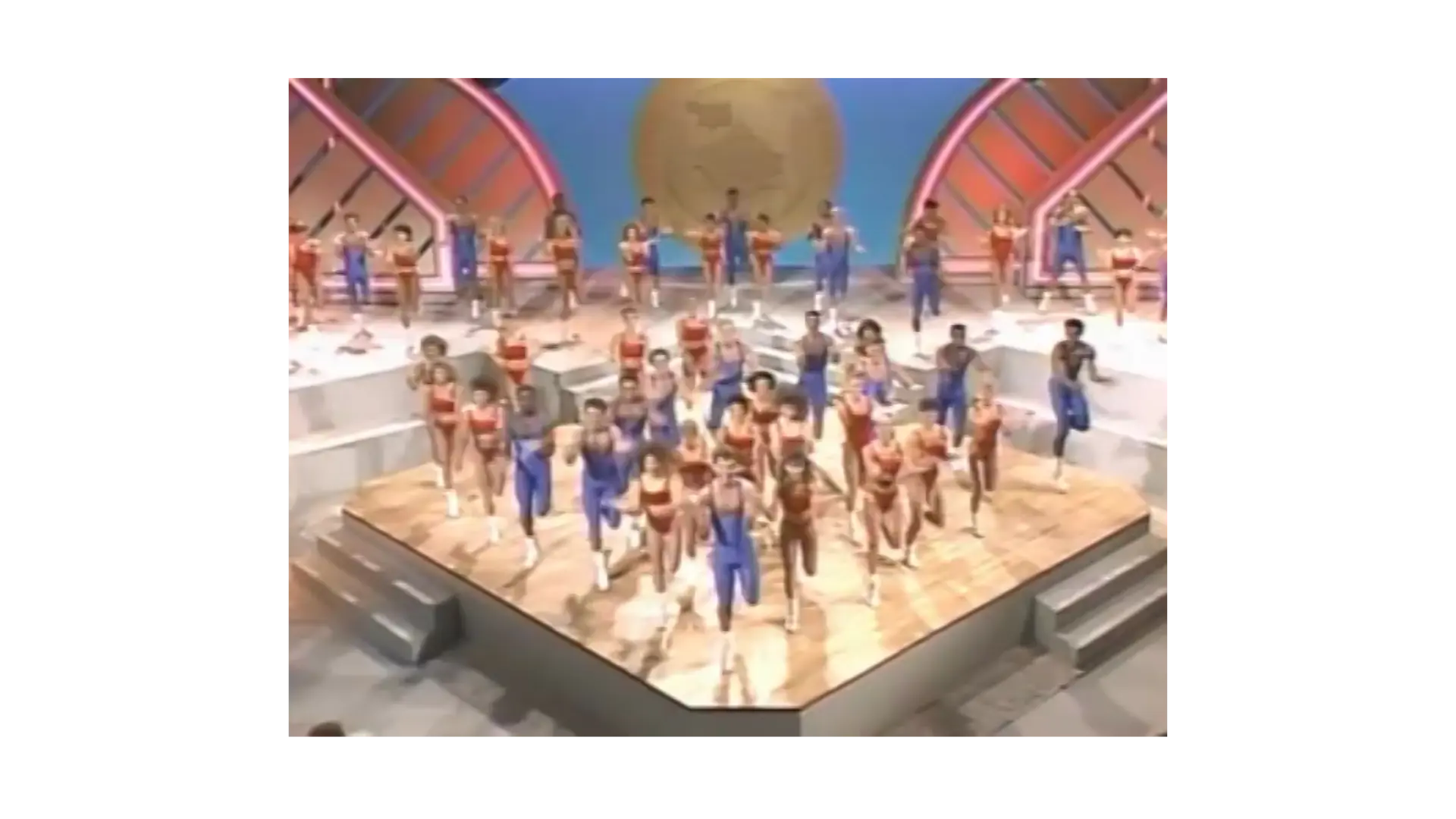 Competitive aerobics choreography in Intrinsic Value, a found-footage video work by Adrianna Gajdziszewska.